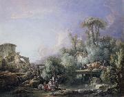 Francois Boucher Landscape with a Young Fisherman oil painting on canvas